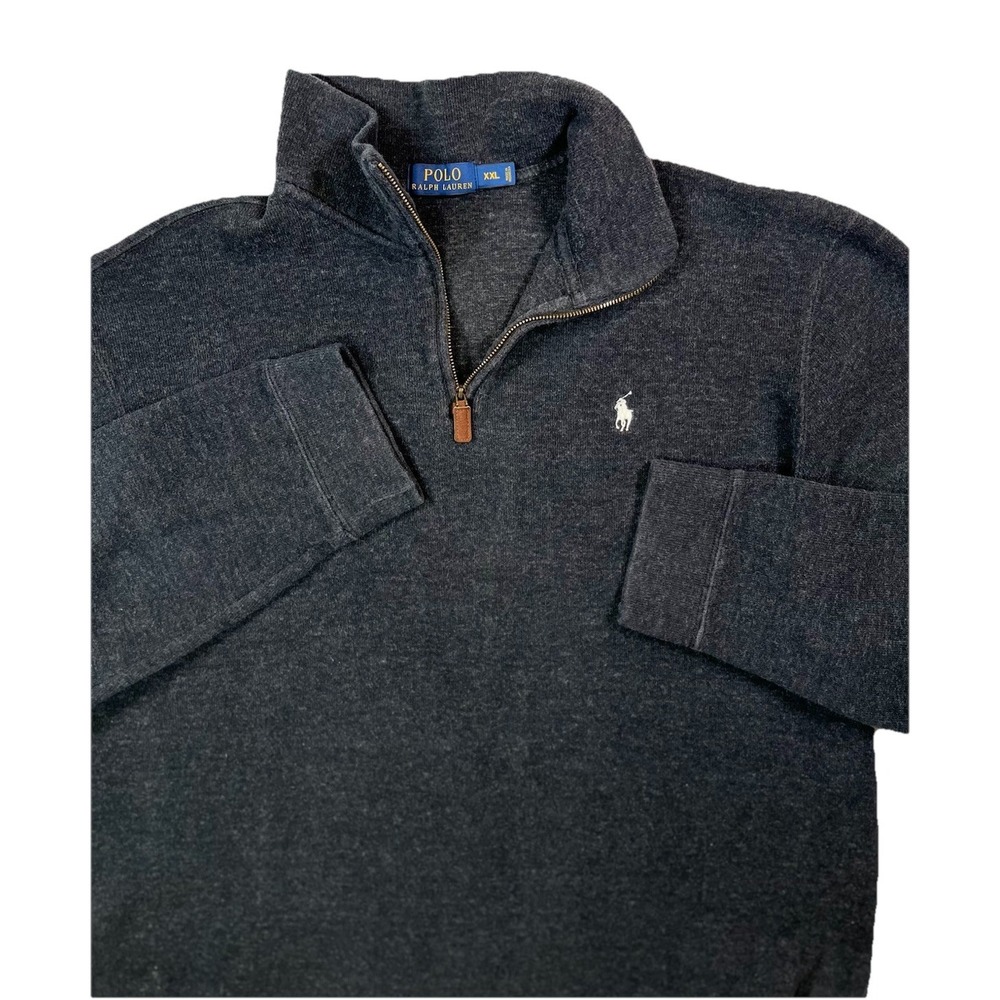 POLO RALPH LAUREN QUATER ZIP PULLOVER JUMPER GRAY MEN'S SIZE 2XL PREPPY, CLASSIC